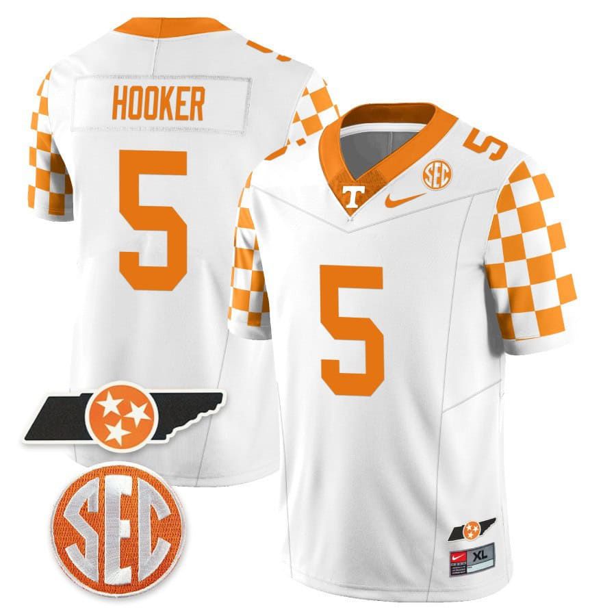 Men Tennessee Volunteers #5 Hooker White 2024 Nike Checkerboard & Alternate NCAA Jersey->ncaa teams->NCAA Jersey